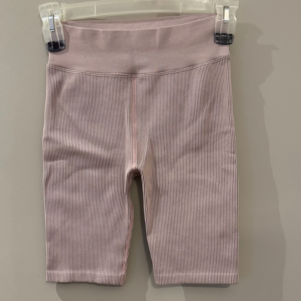 CALVIN KLEIN PINK RIBBED BIKER SHORTS